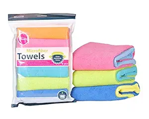 Tranx Microfiber Cleaning Cloth 220 GSM (Set Of 6, Multicolour)