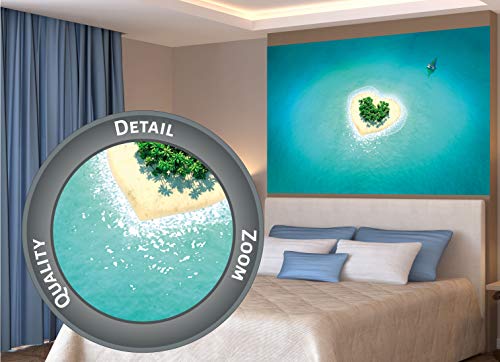 Great Art Île en Forme de cur dans l'eau cristalline Island Love Photo Murale Image Murale by (140 x 100 cm)