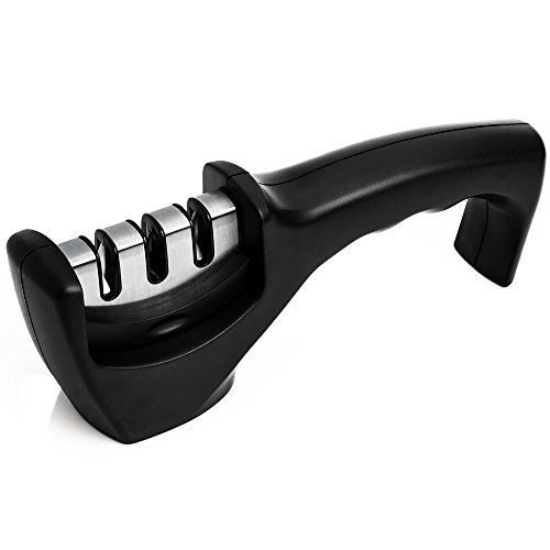 Anpro Messerschärfer, Messerschleifer, Knife Sharpener mit 3 Stufen, Schwarz - 2