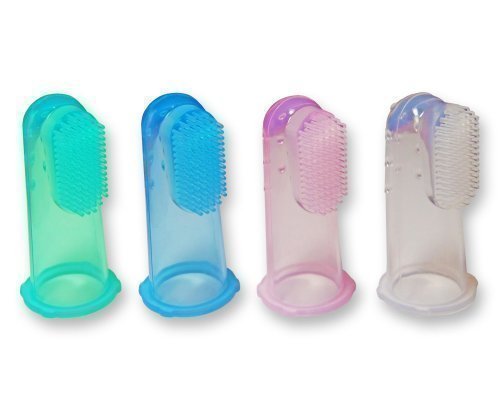 2 x Baby Silicone Finger Toothbrush ~ Baby Teether Infant Gums Massager Brush (Pink)