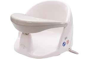 BabyDam New Improved Orbital Rotating Baby Bath Seat - Grey/White - Powerful Suction Cups - Suitable from 5 Months Plus
