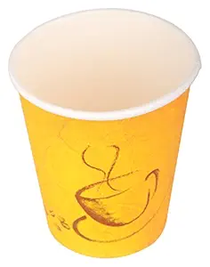 San Pareil Paper Disposable Tea/Coffee Mugs/Cups/Glass, 25-Piece, 250ml (Yellow),one time use only.