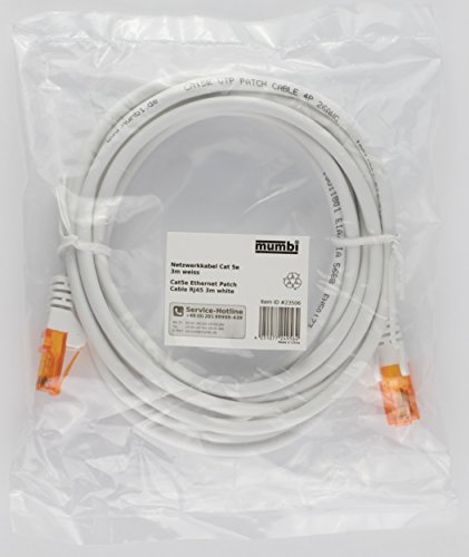 mumbi 3m CAT.5e Ethernet Lan Netzwerkkabel – CAT.5e (RJ-45) 3 Meter Kabel in weiss - 6