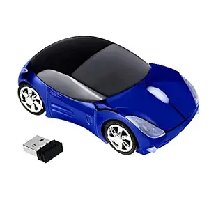 Microware 2.4G Wireless Mini Optical Car Mouse for Laptop, PC (Blue)