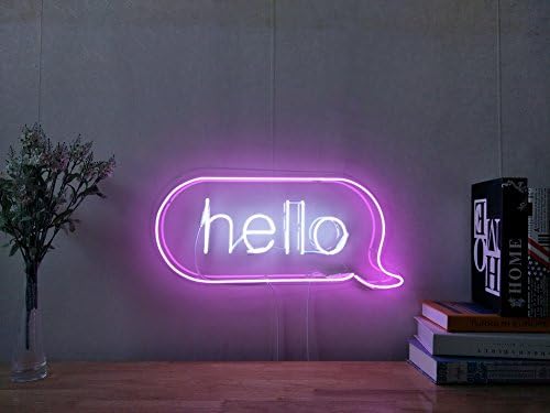 Hello Speech Bubble Real Glass Neon Sign For Bedroom Garage Bar Man Cave Room Home Decor Personalised Handmade Artwork Visual Art Dimmable Wall Lighting Includes Dimmer