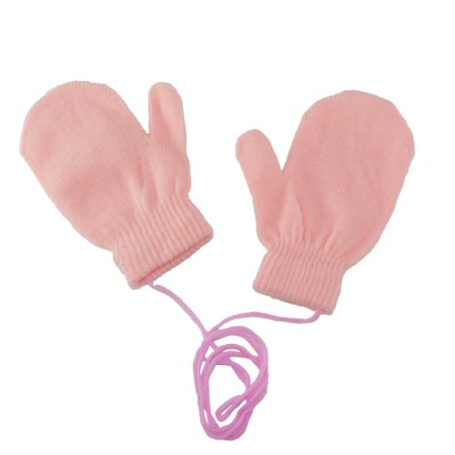 CTM Toddler Stretch Mittens on a String, Light Pink