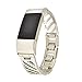 Produktbild Glowjoy Uhrenarmband für Fitbit Charge 2,Rostfreier Edelstahl Ersatzarmband Atmungsaktive Mesh Hollow-Out Edelstahlband Bracelet Wristband Handschlaufe für Frauen Damen Mädchen (Silber)