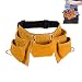 Produktbild KOBWA Werkzeuggürtel ,Einstellbare Kinder Werkzeugtasche Tasche Schürze,Werkzeug-Gürtel Leder mit 7 Fächern, Nagel-Tasche, Messertasche, Hammerhalter und Metallclip--Gelb