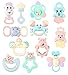Produktbild Vaycally Baby Rassel Beißring Spielzeug Set von 10 ABS Gefrierschrank Safe Beißring sensorische Spielzeug Babys erste Rasseln Babys erste Spielzeug Geschenk-Set für Neugeborene