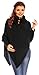 Zeta Ville Maternity Women's Chunky Cable Knit Sweater Poncho Rolled Neck - 312c (Black, ONE SIZE UK 8/10/12)