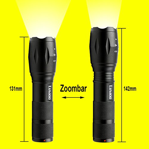 Lunaoo 1000 Lumen LED Taschenlampe, Superhelle Zoombare HandLampe mit Einstellbaren Fokus und 5 Leuchtmodi für Fahrradfahren Camping Außen Outdoor Haushalt Büro usw. - 4