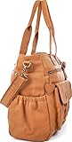 PHIL+SOPHIE, Cntmp, Damen XL Leder Wickeltaschen, Diaper Bags, Babytaschen, Buggy-Taschen, Leder, Camel, Senfgelb, Mustard, 40x35x11cm (B x H x T) - 4