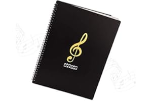 BONHHC Carpeta de Archivos Carpeta de Archivos de Música / A4 30 bolsillos/ Impermeable Carpeta de Almacenamiento de Partituras Organizador de Documentos Papel de Partitura Musical / Melodía amarilla