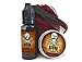 Mens Grooming Set Cedarwood Fragrance - Moustache Wax, Beard Oil & Pocket Size Beard and Tache Comb presented in a red velvet drawstring travel bag