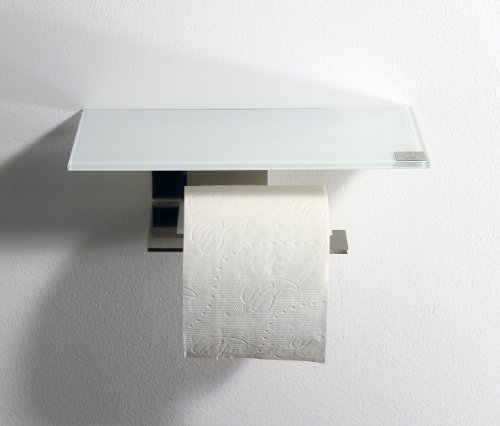 WC Rollenhalter / Toilettenpapierhalter mit weißer Abstellfläche / Ablage aus Glas – Made in Germany – - 3