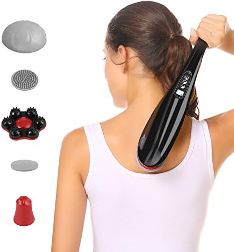 Guisee Handheld Massager Cordless Massager Percussion Deep Tissue Electric Massager For Back Neck Shoulder Body Pain Relief - 9 Modes &amp; 9 Speeds - Long-lasting (Black)