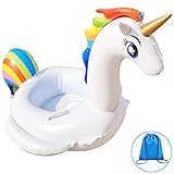 flotador unicornio xxl DISFRUTA DE JUEGOS EN FIESTAS DE PISCINA VERANIEGAS: Diseño divertido de unicornio, grueso, cómodo, duradero para hacer un chapuzón este verano con la cama de drenaje flotante inflable, para un viaje a la playa, para viajes a casa, juegos de piscina, fiesta de cumpleaños, regalo perfecto para bañarse con él.