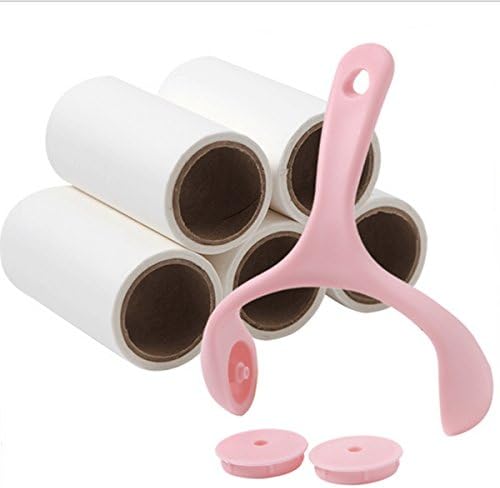 Warmerly Lint Roller Powerful Pet Hair Fluff Remover Sticky Picker Set Cleaner with 5 Roll(60 Per Sheets) Adhesive Stickers Refill for Clothes Furniture Car Carpet
