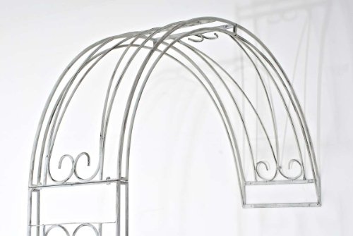 CLP Halbbogen RICCARDO, Metall Rosenbogen halbrund zur Wandbefestigung, Eisen antik weiß, 130 x 40 x 258 cm - 4