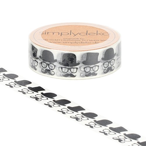 Simplydeko Washi Tape VINTAGE & RETRO, Top Auswahl (Masking Tape, Bastel-Klebeband) Washi-Tape und Maskingtape (Charlie Chaplin (15mm breit - 10 Meter))