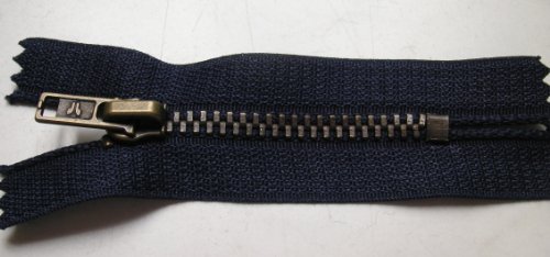 Reißverschluß Metall 6 cm dunkel blau antik