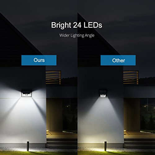 Outdoor Solar-Sicherheits-Licht Solar MPOW 24 LED-Licht drahtloses wasserdicht Sicherheits-Bewegungs-Sensor-Licht für Patio, Deck, Hof, Garten, Auffahrt, Außenwand mit 3 Modi Bewegung aktiviert, Weitwinkel-Sensor - 3
