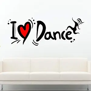 StickMe I Love Dance - Baby - Kids - Nursery Pre School Kinder Garden Wall Sticker  -SM395 (Multi Colour, Vinyl - 100cm X 40 cm )
