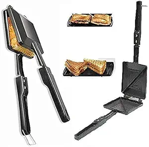 Perseverance non-Stick Aluminium Gas Toaster Grill Sandwiches Gas Toaster Sandwich Maker (Black)