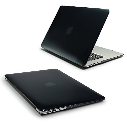 Urcover® Macbook Air 13,3 Zoll Crystal Hard Case | Ultra Slim in Transparent / Schwarz 2 | 360 Grad transparente durchsichtige dünne Komplett Schutzhülle Full Body Hochwertige Laptop Cover Hartschale Tasche Zubehör