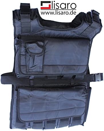 Lisaro Professional Fitness Weighted Vest Jacket Removable Weights Adjustable Nylon Strap Soft Padding) Black.