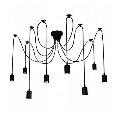 Lixada E27 Douille Rétro abat-jour Suspensions Vintage ajustable base de lampe Douille Lustre plafond Lampe Dining Hall Hôtel chacune avec 1.7m fil,6 bras ( pas d'ampoule )