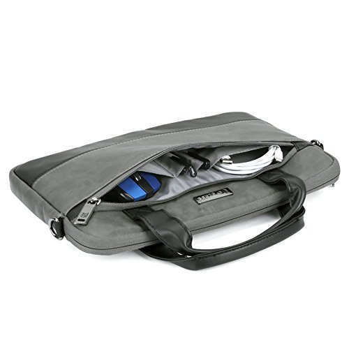 Laptoptasche 11.6, Evecase Premium Doppelfarbige Umhängetasche mit Gepolstert Laptopfach, Fronttasche, Zubehörfach für Laptop in 11,6 Zoll – Waschbär Grau - 4