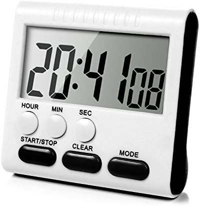 SLAGO Digital Kitchen Timer Big Digital LCD Display 24 Hours Loud Alarm with Minute Second Volume Adjustable Multi-functional Alarm Clock for Home Kitchen Dining