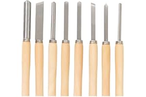 HUOLE 8 pièces ensemble de ciseaux à bois ensemble de ciseaux à bois outils de tournage à bois ensemble de ciseaux de tour pour le tournage de bois dur