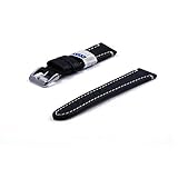 Uhrenarmband Armband Echtleder 20 mm Breit schwarz mit weißer Naht von Junkers
