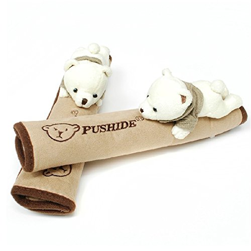 Frenshion 1 Pair Komfortable Schulter Auto-Sicherheitsgurt-Kissen Seat Belt Covers Chestnut - 2