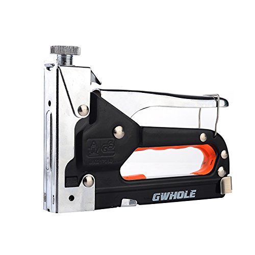 GWHOLE Handtacker mit 600 Stk. Klammerset zur Befestigung vom Polstern, Holz, Stoffe, Folien