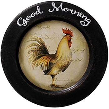 Cvhomedeco Rooster Decorative Plate Country Distressed Round