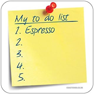 "ESPRESSO TO DO LIST" NOVELTY Hot Drinks Coaster - Fun Notepad Themed Design