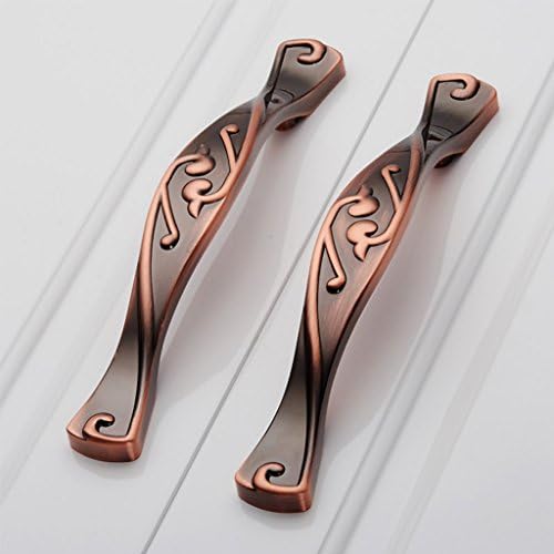 GUOYUN Retro Drawer wardrobe cupboard Door handle Lever Red copper color Hardware Door Door handle Lever 2PCS/Set