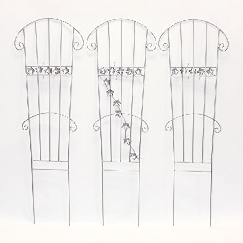 Frank Flechtwaren, 229224: Großes Rankgitter im 3er Set aus Metall, silber-farben - 2