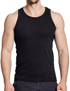 3er Pack Slim Fit Tank Top - Herren Body Fit Muscleshirt - 3 Farben wählbar - 100% supergekämmte Baumwolle in...