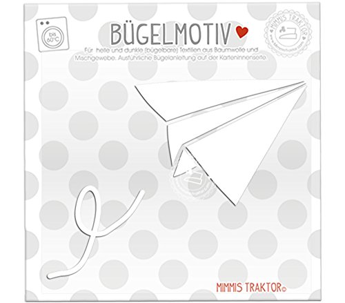Mimmis Traktor® Bügelbild Papierflieger 8,5 cm x 6,7 cm WEISS