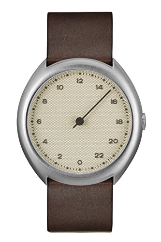 slow O 06 - Schweizer Unisex Einzeigerarmbanduhr analoge 24 Stunden Anzeige silber mit dunkelbraunem Vintagelederband slow O 06 - Schweizer Unisex Einzeigerarmbanduhr analoge 24 Stunden Anzeige silber mit dunkelbraunem Vintagelederband