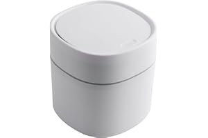 GOCUODE Table Rubbish Bin, Plastic Table Rubbish Bin, Small Waste Paper Bin for Bedrooms, Dining Rooms, Bathrooms, Offices etc. (White)