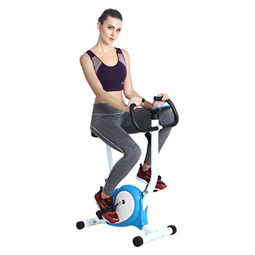 Super Marche Fitness Exercise Bike Pedal Perfect Home Cycle Weight Loss for Men and Women (White/lBlue)