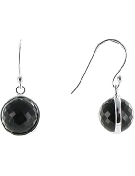 Schmuck Les Poulettes - Sterling Silber Ohrringe Haken Schwarz Onyx Kugel