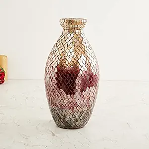 Home Centre Fiesta Textured Mosaic Vase, Red, Standard