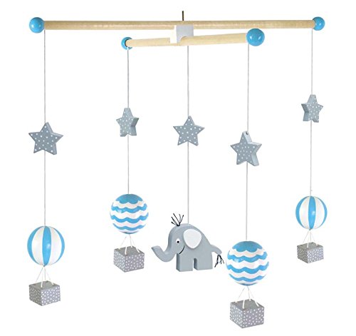 Preisvergleich Produktbild Jabadabado Mobile Elefant grau Holz in 2 Farben (blau)