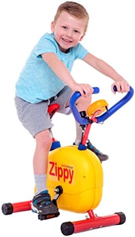 New Zippy child's home stationary fun bike. Part of the GymJuniors range of bright, colourful, eye catching, gym inspired, active play equipment. Zippy fit cycle introduces young boys and girls to a healthy lifestyle. Children can use safely indoors or out and will help keep them active at the same time as watching TV, learning, chatting, exercising alongside mum and dad or simply having fun. Suitable for 3 to 8 year olds.